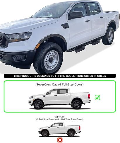 ألواح جانبية للركض من الفولاذ المقاوم للصدأ APS متوافقة مع Ford Ranger 2019-2023 SuperCrew Cab ذات 4 أبواب in Kuwait