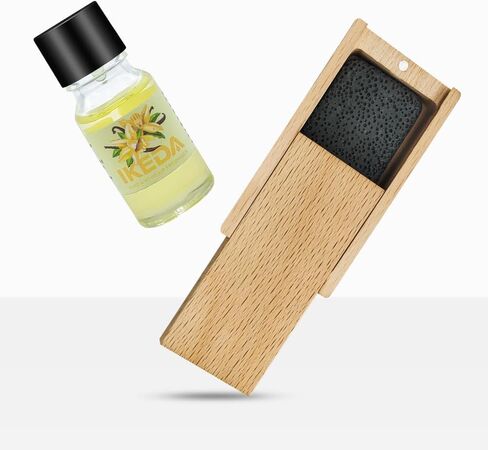 معطر هواء السيارة من إيكيدا: صندوق خشبي معطر للعطور | معطرات السيارات | معطرات الجو الأوتوماتيكية | بزيت أساسي واحد | بالحجر البركاني | للمنزل السيارات | 1 مجموعة (لافندر) in Saudi Arabia