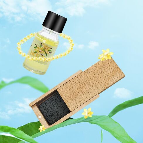 معطر هواء السيارة من إيكيدا: صندوق خشبي معطر للعطور | معطرات السيارات | معطرات الجو الأوتوماتيكية | بزيت أساسي واحد | بالحجر البركاني | للمنزل السيارات | 1 مجموعة (لافندر) in Saudi Arabia