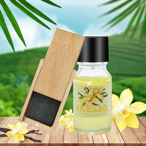 معطر هواء السيارة من إيكيدا: صندوق خشبي معطر للعطور | معطرات السيارات | معطرات الجو الأوتوماتيكية | بزيت أساسي واحد | بالحجر البركاني | للمنزل السيارات | 1 مجموعة (لافندر) in Saudi Arabia