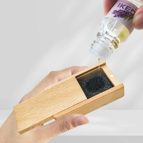 Ikeda Car Air Freshener: Fragrance Diffuser Wood Box | Car Scents | Automative Air Fresheners | With One Essenital Oil | With Volcanic Stone | For Auto Home | 1 set (Lavender) in Saudi Arabia