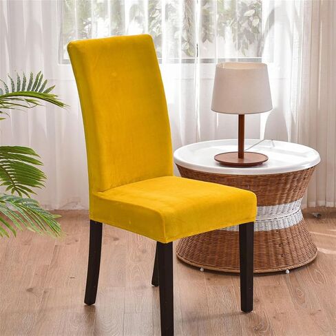 Dining Room Velvet Chair Covers Set of 2, Stretch Soft Parson Chair Slipcover Washable Chair Protector for Home, Hotel, Banquet Black 2 pcs in Saudi Arabia