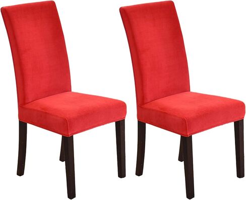 Dining Room Velvet Chair Covers Set of 2, Stretch Soft Parson Chair Slipcover Washable Chair Protector for Home, Hotel, Banquet Black 2 pcs in Saudi Arabia
