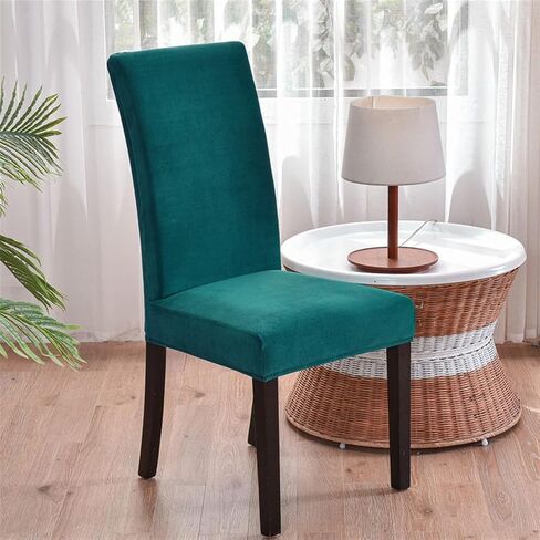 Dining Room Velvet Chair Covers Set of 2, Stretch Soft Parson Chair Slipcover Washable Chair Protector for Home, Hotel, Banquet Black 2 pcs in Saudi Arabia
