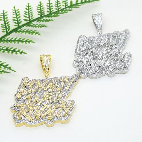 Hip Hop Loyalty Over Royalty Letter Pendant Necklace for Men Women with 61cm/24inch Rope Chain in Saudi Arabia