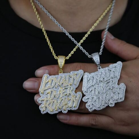 Hip Hop Loyalty Over Royalty Letter Pendant Necklace for Men Women with 61cm/24inch Rope Chain in Saudi Arabia
