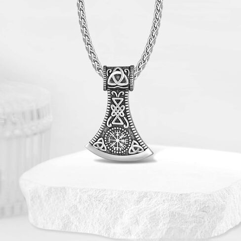 Viking Necklace for Men 925 Sterling Silver Viking Axe Necklace Norse Viking Gifts for Men Women in Saudi Arabia