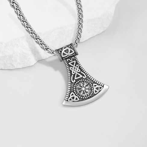 Viking Necklace for Men 925 Sterling Silver Viking Axe Necklace Norse Viking Gifts for Men Women in Saudi Arabia