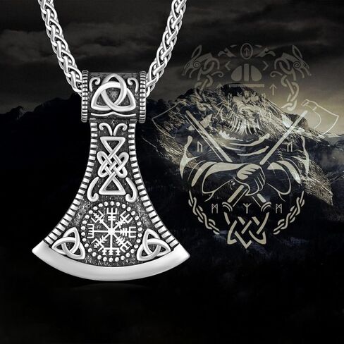 Viking Necklace for Men 925 Sterling Silver Viking Axe Necklace Norse Viking Gifts for Men Women in Saudi Arabia