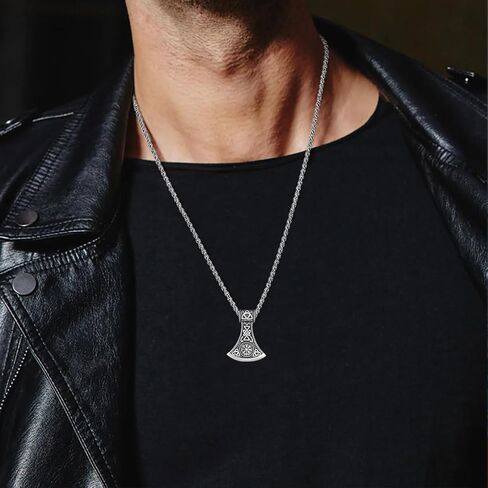 Viking Necklace for Men 925 Sterling Silver Viking Axe Necklace Norse Viking Gifts for Men Women in Saudi Arabia