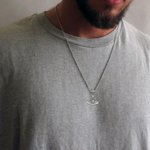 Viking Necklace for Men 925 Sterling Silver Viking Axe Necklace Norse Viking Gifts for Men Women in Saudi Arabia