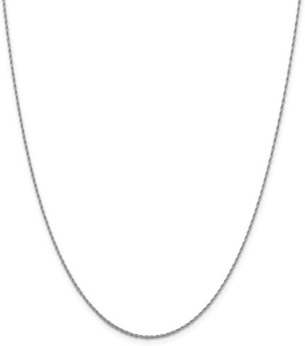 Solid 10K White Gold 1.2mm Loose Rope Chain Necklace - with Secure Lobster Lock Clasp in Saudi Arabia