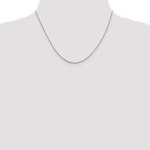 Solid 10K White Gold 1.2mm Loose Rope Chain Necklace - with Secure Lobster Lock Clasp in Saudi Arabia