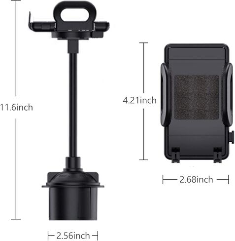 قطعة واحدة من حامل أكواب السيارة، حامل الهاتف الخليوي العالمي للسيارة، حامل الهاتف الخليوي قابل للتعديل بزاوية 360 درجة، حامل هاتف السيارة يناسب معظم الهواتف الذكية (أسود) in Kuwait