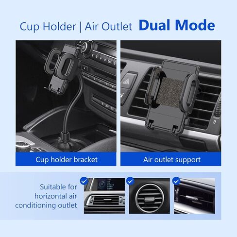 قطعة واحدة من حامل أكواب السيارة، حامل الهاتف الخليوي العالمي للسيارة، حامل الهاتف الخليوي قابل للتعديل بزاوية 360 درجة، حامل هاتف السيارة يناسب معظم الهواتف الذكية (أسود) in Kuwait