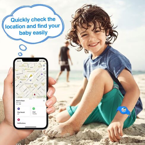 2 Pack Compatible for AirTag Bracelet Kids, Waterproof Cute Cartoon Air tag Holder with Airtag Bracelet Design, Full Coverage Anti-Lost Soft Silicone Airtag Hidden Accessories for Child (Blue&Pink) in Saudi Arabia