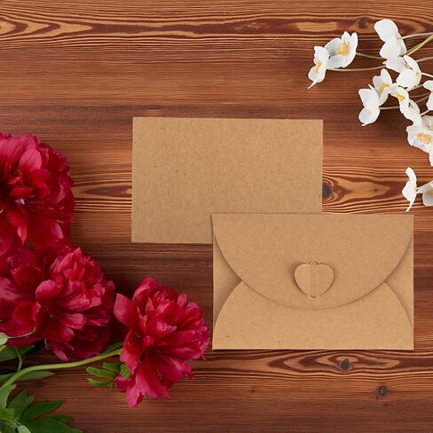 Gift Card Envelopes, 25 Pack 4.13 x 2.75 inch Gift Card Holders with 25 Blank Card, Kraft Paper Envelopes, Cute Envelopes with Heart Clasp for Gift Cards in Saudi Arabia