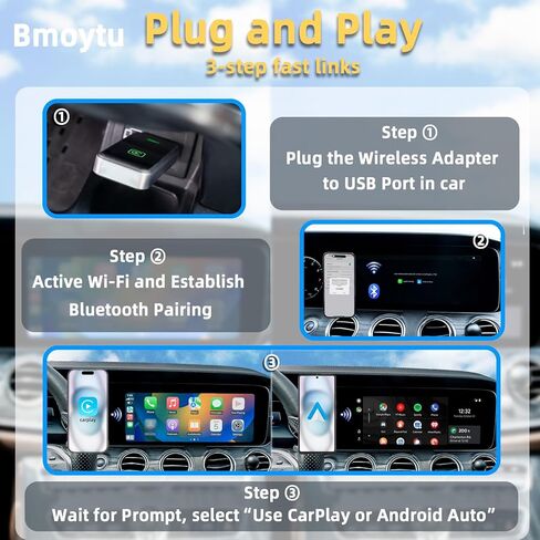 محول Carplay اللاسلكي، 2 في 1 Carplay اللاسلكي ومحول Android التلقائي، ترقية محول CarPlay اللاسلكي لسيارات CarPlay السلكية OEM، أسرع دونجل 5 جيجا هرتز واي فاي اتصال تلقائي سريع، التوصيل والتشغيل in Saudi Arabia