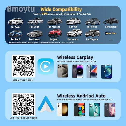 محول Carplay اللاسلكي، 2 في 1 Carplay اللاسلكي ومحول Android التلقائي، ترقية محول CarPlay اللاسلكي لسيارات CarPlay السلكية OEM، أسرع دونجل 5 جيجا هرتز واي فاي اتصال تلقائي سريع، التوصيل والتشغيل in Saudi Arabia