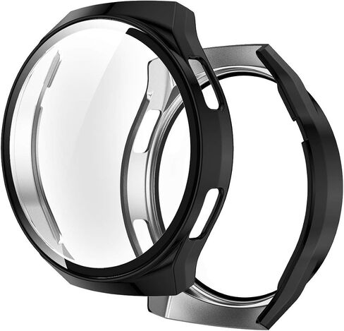 Full Cover Case Compatible with Huawei Watch GT 2e Screen Protector Case, Tempered Glass Film Cases Shock-Proof and Scratch-Resistant Protector Cover Case for Huawei GT 2e Smartwatch (Black) in Saudi Arabia