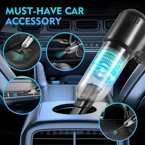 Cordless Car Vacuum Portable Rechargeable with 18000Pa High Power Suction, 3 in 1 Mini Handheld Vacuum Cleaner & Air Duster for Home, Office, Desk, Pet Hair, Keyborad, Computer in Saudi Arabia