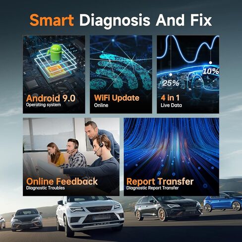 2024 Foxwell قارئ رمز السيارة NT706 Obd2 الماسح الضوئي ABS وسادة هوائية محرك نقل البطارية أداة المسح الضوئي، 5.5 بوصة Android 9.0 Tablet WiFi ترقية NT604 أداة تشخيص الماسح الضوئي للسيارات والشاحنات in Kuwait
