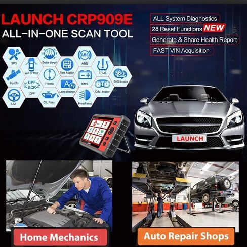 LAUNCH CRP909E Elite Full System Obd2 Scanner، 2024 OE-Level Car Diagnostic Scan Tool، 28+ خدمة إعادة الضبط، TPMS، SAS، DPF، نزيف ABS، تحديث مجاني لمدة عامين in Saudi Arabia