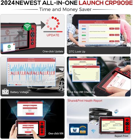 LAUNCH CRP909E Elite Full System Obd2 Scanner، 2024 OE-Level Car Diagnostic Scan Tool، 28+ خدمة إعادة الضبط، TPMS، SAS، DPF، نزيف ABS، تحديث مجاني لمدة عامين in Saudi Arabia