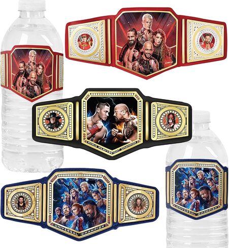 24 Pcs WE Water Bottle Label, Theme Wrestling Fighting Boys Birthday Party Supplies, 3 Patterns in Saudi Arabia