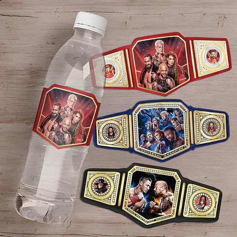 24 Pcs WE Water Bottle Label, Theme Wrestling Fighting Boys Birthday Party Supplies, 3 Patterns in Saudi Arabia