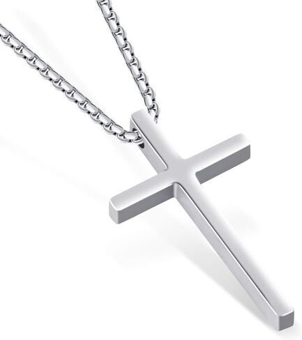 Versatile Cross Chains for Men and Women, Stainless Steel Cross Necklace with Glossy Cross Pendant, Cross Necklace for Men in Saudi Arabia