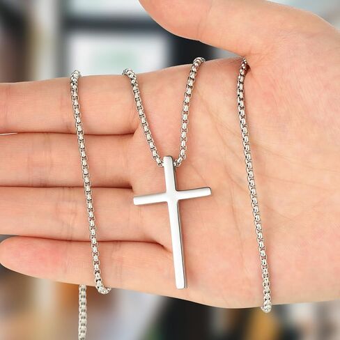 Versatile Cross Chains for Men and Women, Stainless Steel Cross Necklace with Glossy Cross Pendant, Cross Necklace for Men in Saudi Arabia