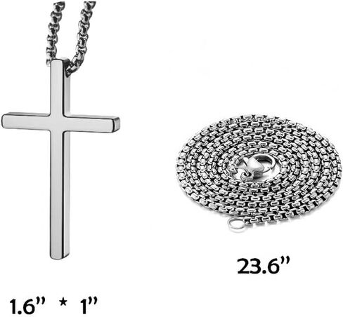 Versatile Cross Chains for Men and Women, Stainless Steel Cross Necklace with Glossy Cross Pendant, Cross Necklace for Men in Saudi Arabia