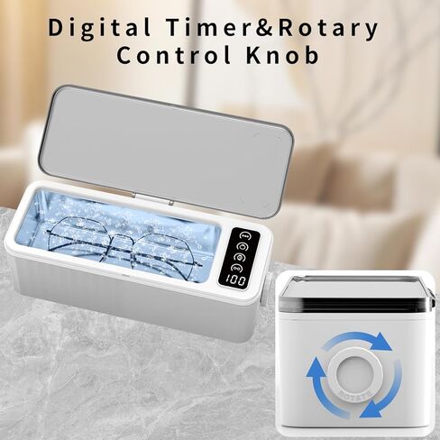 منظف ​​شخصي بالموجات فوق الصوتية 15.2 أونصة 45 كيلو هرتز مع مؤقت رقمي 4 أوضاع احترافية لفرشاة المكياج والمجوهرات ونظارات أسنان وساعات شفرة الحلاقة وأقراط العملات المعدنية (أبيض) in Kuwait