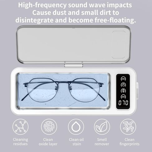 منظف ​​شخصي بالموجات فوق الصوتية 15.2 أونصة 45 كيلو هرتز مع مؤقت رقمي 4 أوضاع احترافية لفرشاة المكياج والمجوهرات ونظارات أسنان وساعات شفرة الحلاقة وأقراط العملات المعدنية (أبيض) in Kuwait
