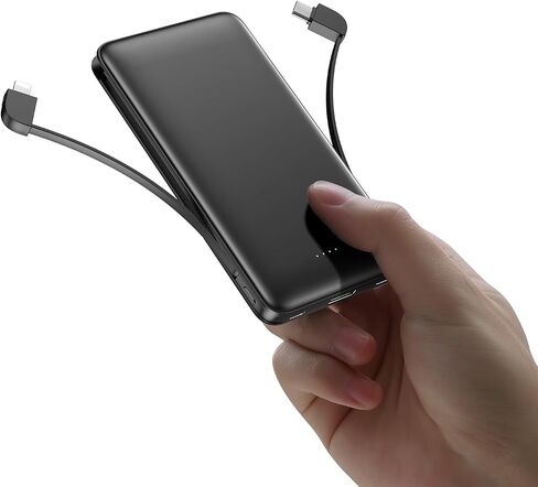 12000mAh Portable Charger IPhone Power Bank External Battery Pack 22.5W/PD20W Fast Charging With Built In LT/Type-C Cables And USB Output For IPhone15/14/13 series Samsung Android Cell Phones And More in Saudi Arabia
