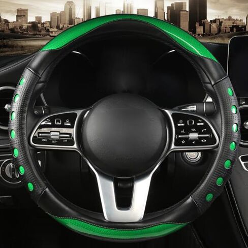 GZE Fashionable Leather Steering Wheel Cover Breathable Anti-Slip Sporty Four Seasons Universal 15 Inch Steering Wheel Cover (Blue) in Saudi Arabia