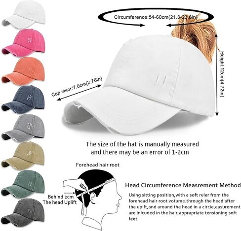 Enwokran Women Ponytail Hat Baseball Cap, Adjustable Criss Cross Buns Ponycaps High Bun Cotton Distressed Dad Trucker Hats in Saudi Arabia