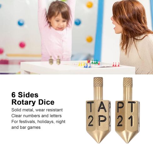 لعبة Put and Take Spinner، قطعتان من 6 جوانب من المعدن الصلب تدور النرد مع ساق، لعبة النرد الجيروسكوب من لعبة Chance Top Dice Desktop، للحفلات، والمهرجانات، والعطلات، والليل، والبار in Kuwait