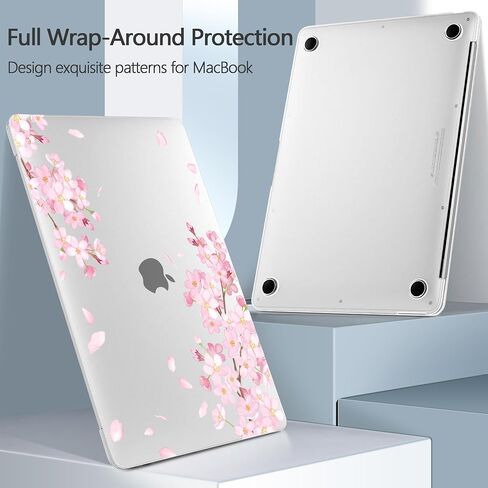 Designed for MacBook Air 13 inch Case 2021-2018 A2337 M1/A2179/A1932, Ultra-Thin Hard Shell Case for MacBook Air 13.3" with Keyboard Cover & USB Adapter & Webcam Cover, Cherry Blossoms in Saudi Arabia