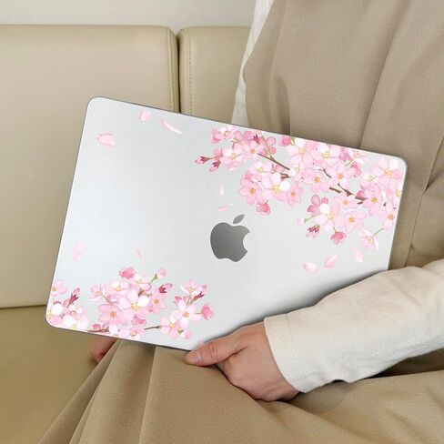 Designed for MacBook Air 13 inch Case 2021-2018 A2337 M1/A2179/A1932, Ultra-Thin Hard Shell Case for MacBook Air 13.3" with Keyboard Cover & USB Adapter & Webcam Cover, Cherry Blossoms in Saudi Arabia