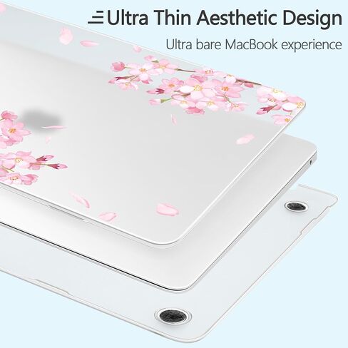 Designed for MacBook Air 13 inch Case 2021-2018 A2337 M1/A2179/A1932, Ultra-Thin Hard Shell Case for MacBook Air 13.3" with Keyboard Cover & USB Adapter & Webcam Cover, Cherry Blossoms in Saudi Arabia