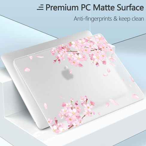 Designed for MacBook Air 13 inch Case 2021-2018 A2337 M1/A2179/A1932, Ultra-Thin Hard Shell Case for MacBook Air 13.3" with Keyboard Cover & USB Adapter & Webcam Cover, Cherry Blossoms in Saudi Arabia