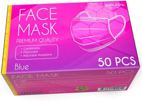 Karlash Disposable Face Mask, Pack of 50 Blue Mask (Pack of 1) in Saudi Arabia