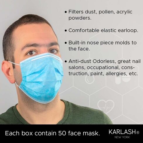 Karlash Disposable Face Mask, Pack of 50 Blue Mask (Pack of 1) in Saudi Arabia