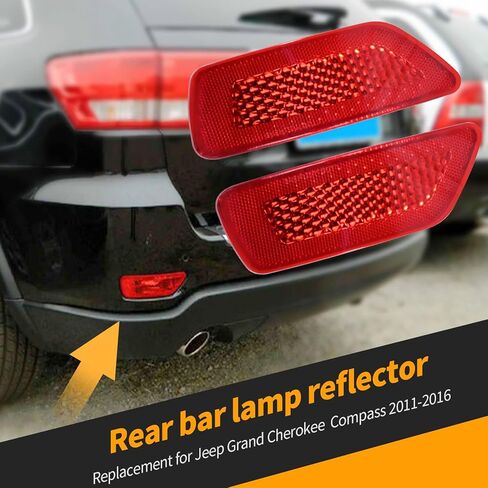 عاكسات المصد الخلفي، بديل لسيارة جيب جراند شيروكي 2012-2018، بديل لسيارة دودج جورني 2012-2019، بديل للبوصلة 2011-2016، يستبدل 57010721AC 57010720AC (قطعتان) in Kuwait