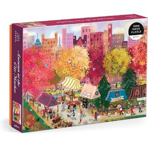 Galison Autumn at The City Market – 1000 Piece Puzzle Fun and Challenging Activity with Bright and Bold Artwork of A Fall Day at A Farmer’s Market for Adults and Families