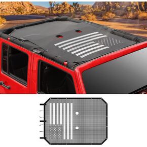 لـ JKU Sun Shade، مظلة بيكيني شبكية علوية لسيارة 2007-2018 Jeep Wrangler JK & Unlimited 4 أبواب فقط (علم الولايات المتحدة الأمريكية) in Saudi Arabia