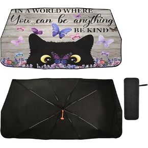 ALAZA Car Windshield Sun Shade Umbrella Funny Raccoon Guitar Ride Car Front Window Sun Visor Protector Foldable Automotive Windshield Shade Sunshades Car Cover for Most Vehicles Sedan SUV