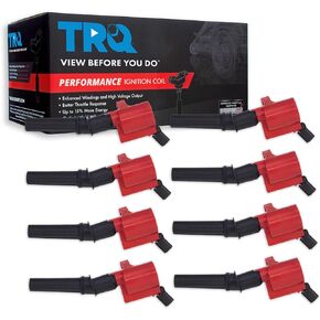 TRQ 8 Piece Premium High Performance Ignition Coil Black and Red Kit Set for Ford/Lincoln/Mercury